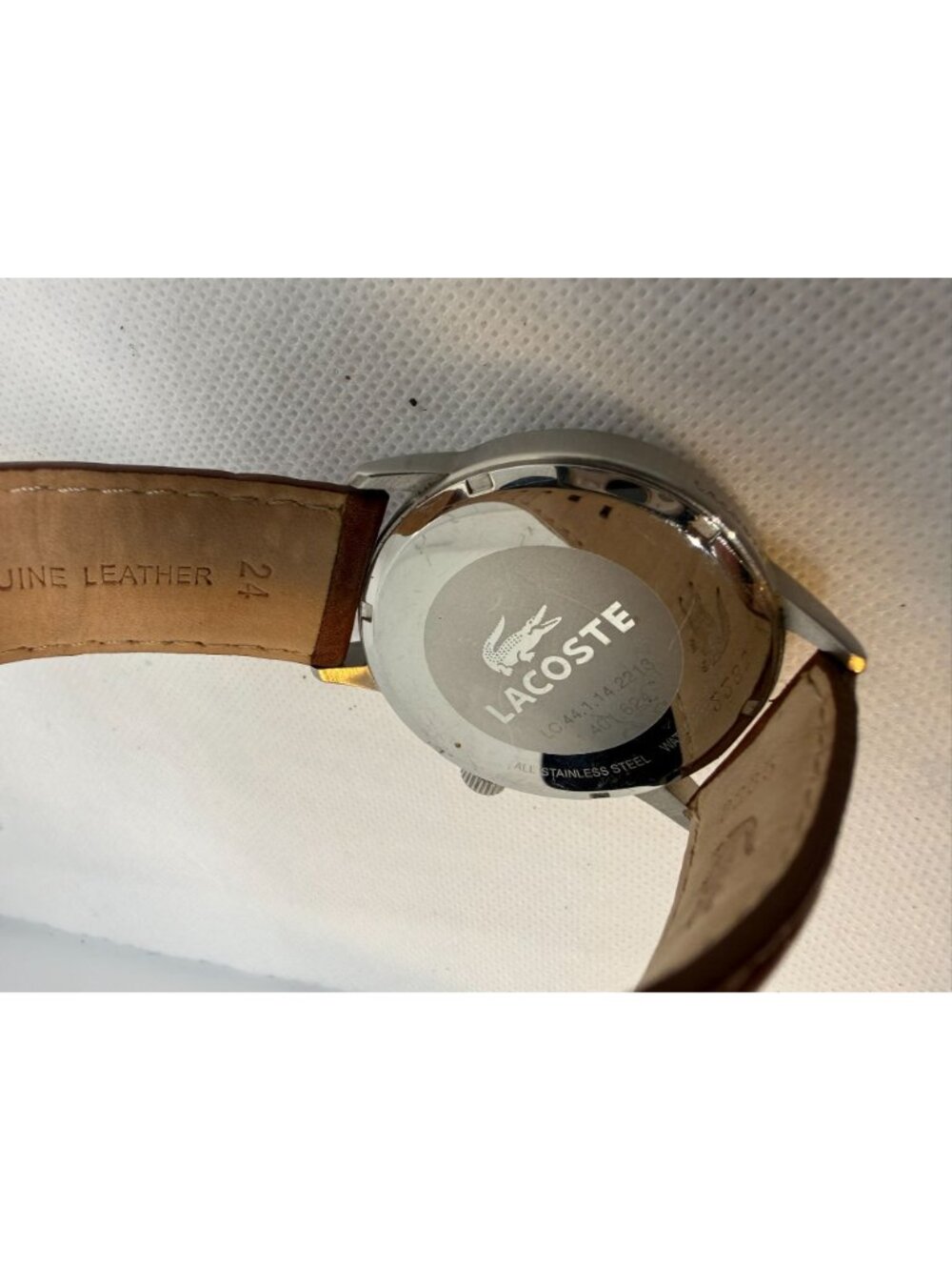 Lacoste Barcelona 2010498 Men's 44mm Cream Dial Brown Leather Quartz Watch - Picture 11 of 13